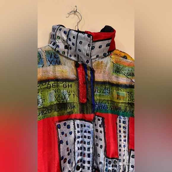 UbU Reversible Art Print Puffer Coat | Vintage Cityscape Jacket | M/L - Picture 5 of 9
